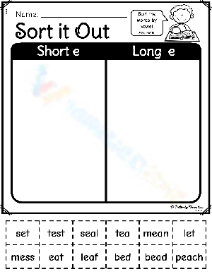 Short And Long E Vowel Sounds Sorting Activity