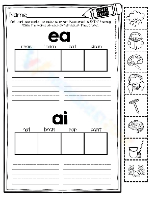 Vowel Team Sorting Worksheet: EA and AI Words