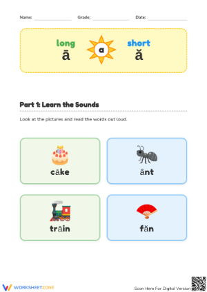Long and Short A Vowels Worksheet | Grade 2 Printable