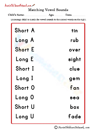 Long and Short Vowels Sorting Practice