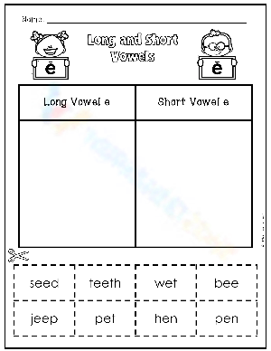 Worksheet for Matching Vowel Sound Recognition