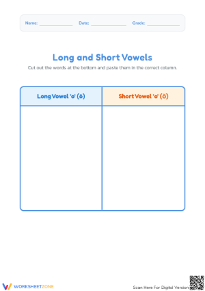 Long O vs Short O Worksheet | Essential Grade 1 Phonics