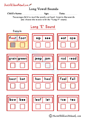 Phonics worksheet: Long E Sound