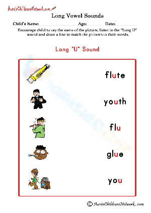 Phonics Worksheet on Long U Sound