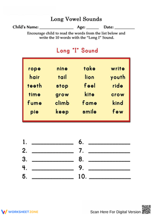 Worksheet for Sight Words Practice