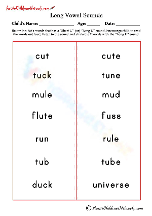 Sorting Long and Short U Vowels Activity