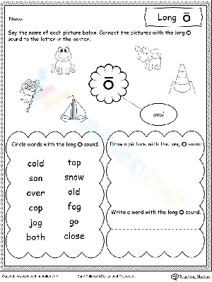 Worksheet for Long O Sound Practice
