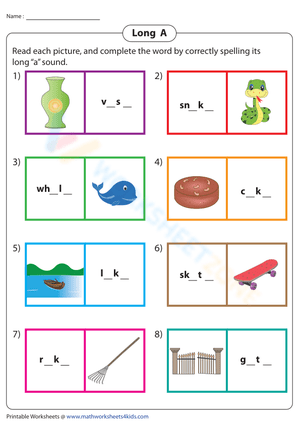 Long A Sound: Fill in Blank