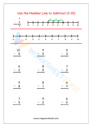Number Line Subtraction Practice Within Ten