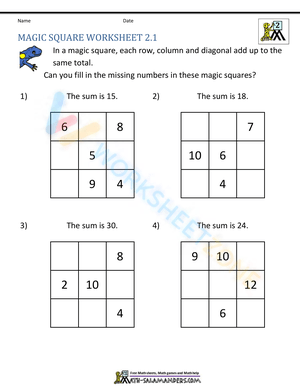 2nd Grade Magic Square Worksheets (1)