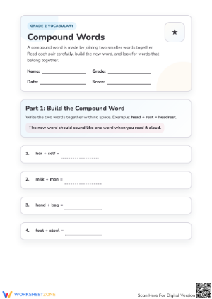 Compound Words Worksheet | Grade 2 Essential Practice
