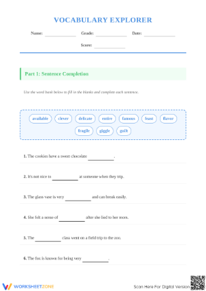 Printable Grade 3 Vocabulary Worksheet | Essential Practice
