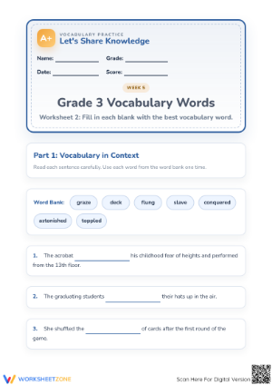 Essential Grade 3 Vocabulary Worksheet | Printable Practice