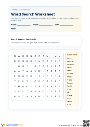 4th Grade Vocabulary Word Search | Essential Printable