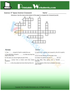 Grade 5 Space Science — Printable No-Prep Worksheet