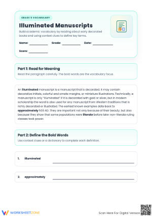 Academic Vocabulary Worksheet | Grade 5 Essential Practice