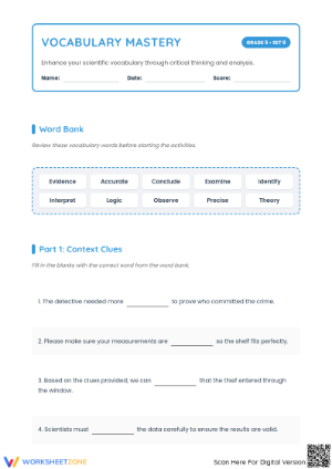 5th Grade Vocabulary Mastery | Essential Printable