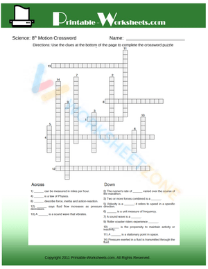 Grade 8 Science Motion — Printable No-Prep Worksheet