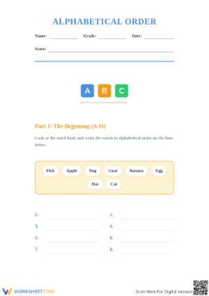 Alphabetical Order Worksheet | Grade 2 Essential Practice