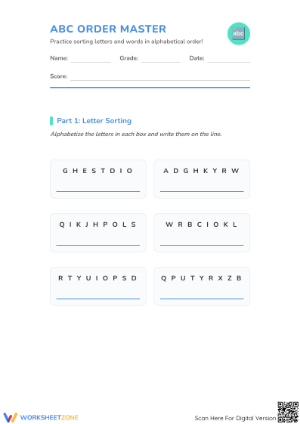 Essential Alphabetical Order Worksheet | Grades 1-3