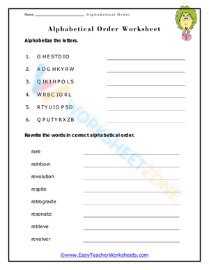 alphabetical order worksheets 4