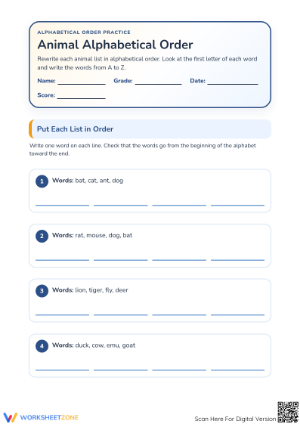 Alphabetical Order Practice | Essential Grade 1-3 ELA