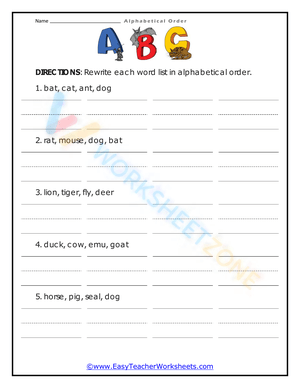 alphabetical order worksheets 5