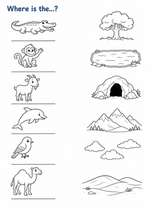 Grade K Animal Habitats — Printable No-Prep Worksheet