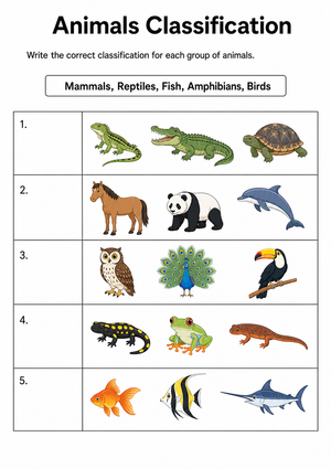 Animal Classification Worksheet | Grade 5 Essential