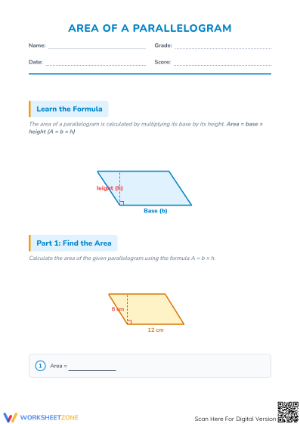 Area of a Parallelogram Worksheet | Essential Grade 5 Math