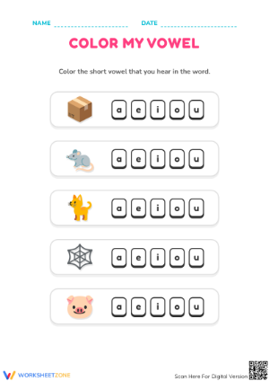 Short Vowel Sounds Worksheet | Grade 1 Printable