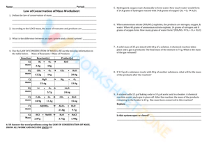 Conservation of Mass
