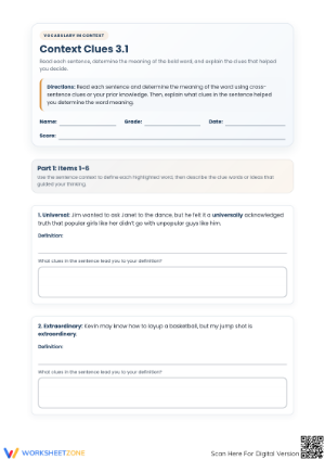 Grade 8 Context Clues Worksheet | Essential Practice