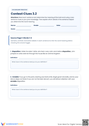 Grade 8 Context Clues Worksheet | Essential Reading Practice