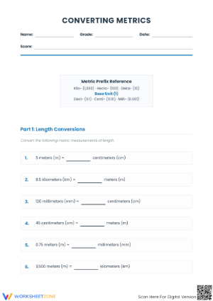Essential Metric Conversion Worksheet | Grades 4-7 Aligned