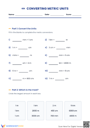 Essential Converting Metrics Worksheet | Grade 4-7 Math