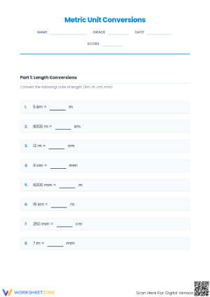 Essential Metric Unit Conversions Worksheet | Grade 5 Math