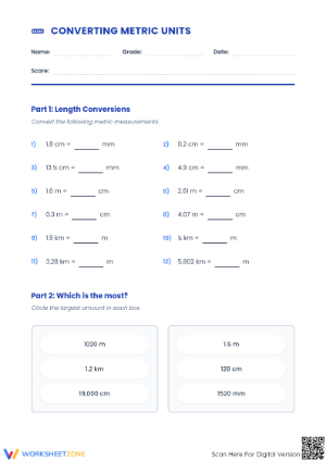 Grade 5 Metric Conversion — Printable No-Prep Worksheet
