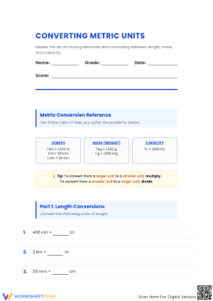 Printable Metric Conversion Worksheet | Grade 5 Math