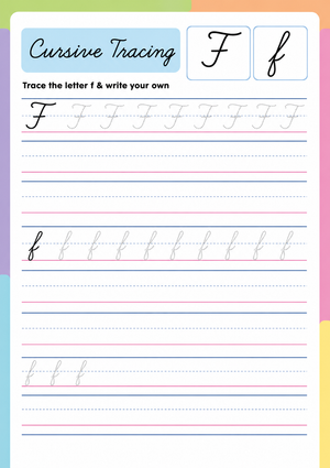 Cursive Letter F Tracing Worksheet | Grade 2 Essential
