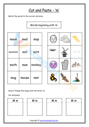 cut and paste beginning sounds worksheets 13