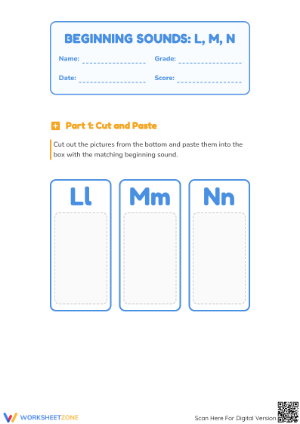 Printable Beginning Sounds Worksheet | Grade K-2 Phonics