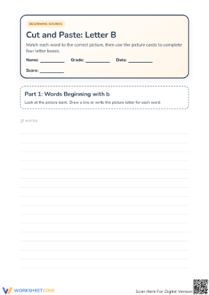Beginning Sound Letter B Worksheet | Essential Phonics
