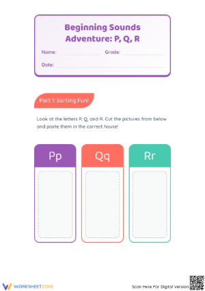 Beginning Sounds Worksheet | Grade K-1 Printable
