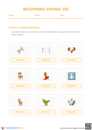 Beginning Sound D Worksheet | Essential Grade K-2 Phonics