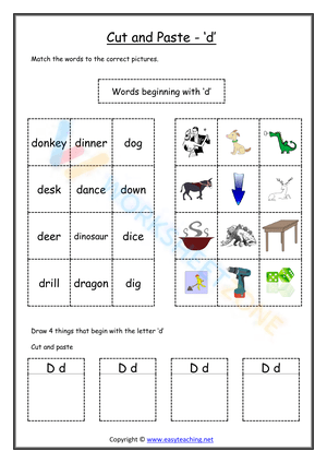 cut and paste beginning sounds worksheets 4