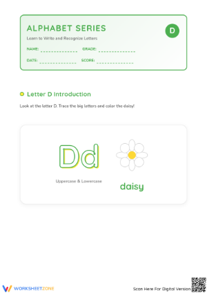 Letter D Beginning Sound Worksheet | Grade K Printable