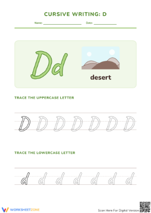 Printable Cursive Letter D Worksheet | Grade 2 ELA