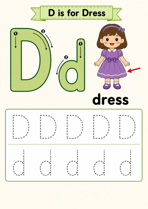 Printable Letter D Tracing Worksheet | Grade K-1 ELA