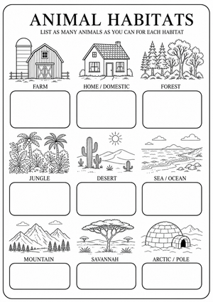 Animal Habitats Worksheet | Grade 3 Printable